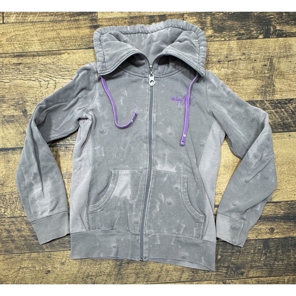 Liquid Force Women's XS Sweatshirt Full Zip Y2k Skateboard Top Surf Gray‎ Purple